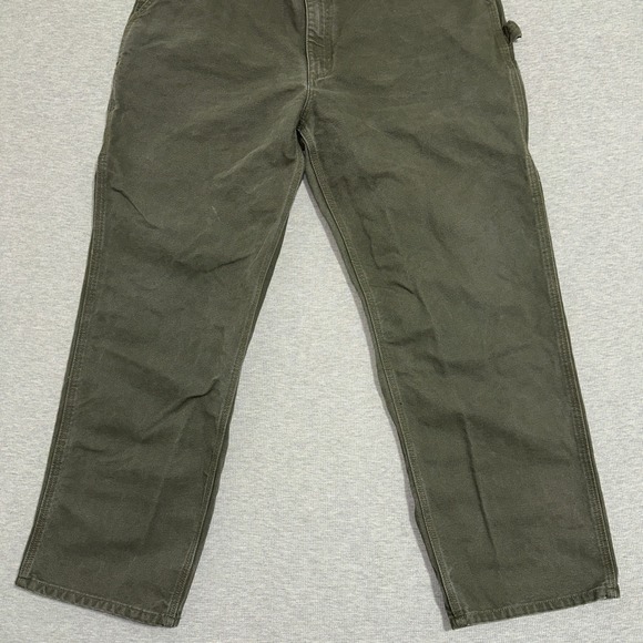 Carhartt Mens Moss Green Cotton Duck Carpenter Work Pants 39x32 Relaxed Fit - Picture 11 of 16
